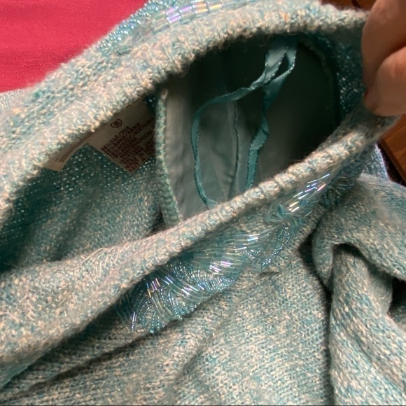 RAOUL Vintage 80s beaded suit in aqua. Beading embellishments sparkle. Snazzy. - Picture 15 of 15